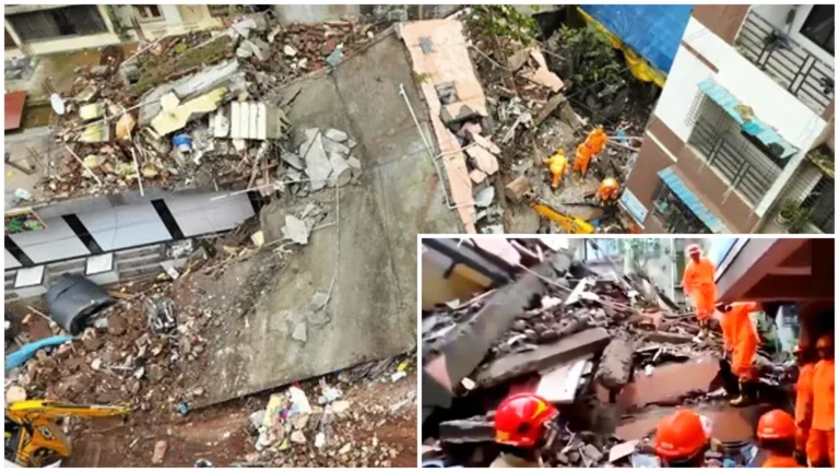 Navi Mumbai, maharashtra tragedy 3-storey building collapses amid heavy rains