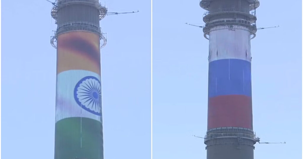 भारत और रूस के झंडों के रंगों से जगमग हुआ ओस्तांकिनो टीवी टावर