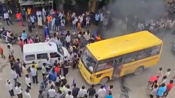Protesters Attempt to Set School Bus on Fire During Nationwide Strike; Police Intervene
