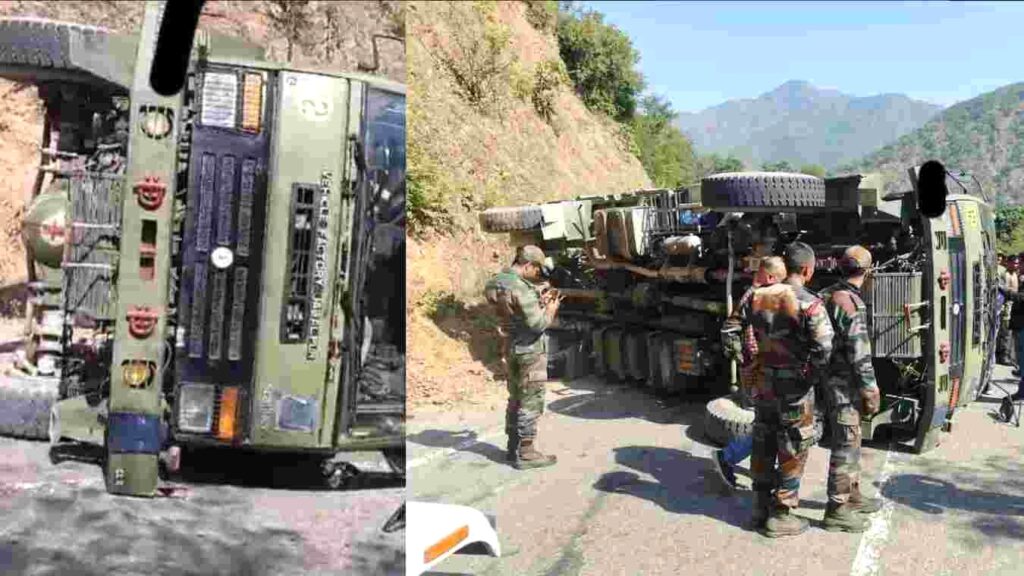 सेना का ट्रक पलटा, जवान की दब कर मौत